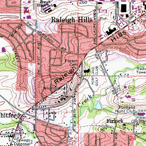 Topographic Map of Patton Cemetery, OR