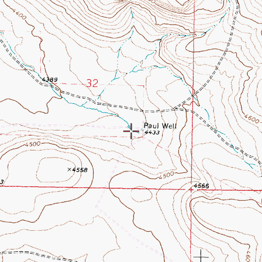 Topographic Map of Paul Well, OR