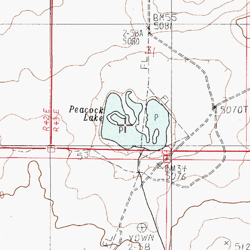 Topographic Map of Peacock Lake, OR