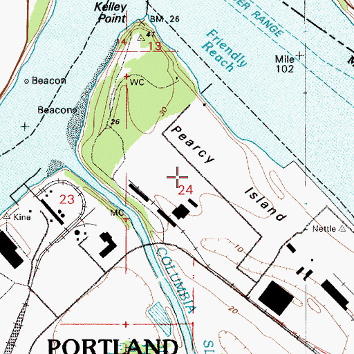 Topographic Map of Pearcy Island, OR