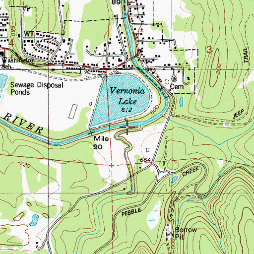 Topographic Map of Pebble Creek, OR