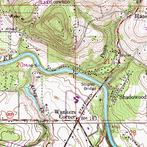 Topographic Map of Pecan Creek, OR