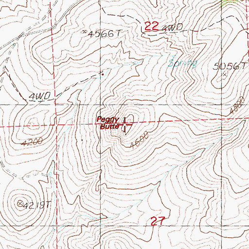 Topographic Map of Peggy Butte, OR