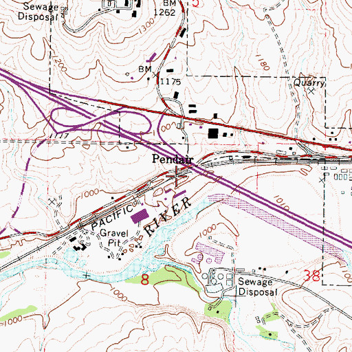 Topographic Map of Pendair (historical), OR