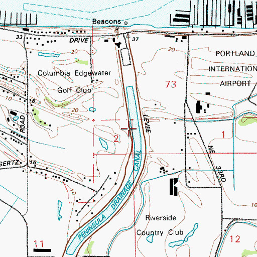 Topographic Map of Peninsula Drainage Canal, OR
