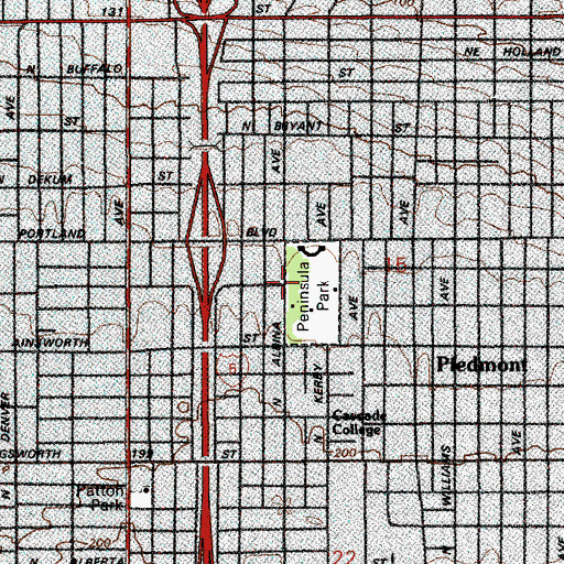 Topographic Map of Peninsula Park, OR