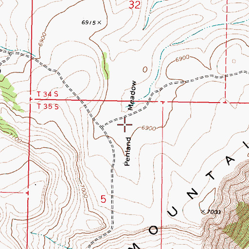 Topographic Map of Penland Meadow, OR