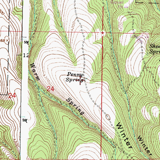 Topographic Map of Penny Spring, OR