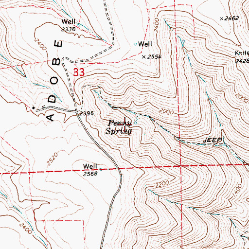 Topographic Map of Penny Spring, OR