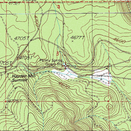 Topographic Map of Penny Spring Station, OR