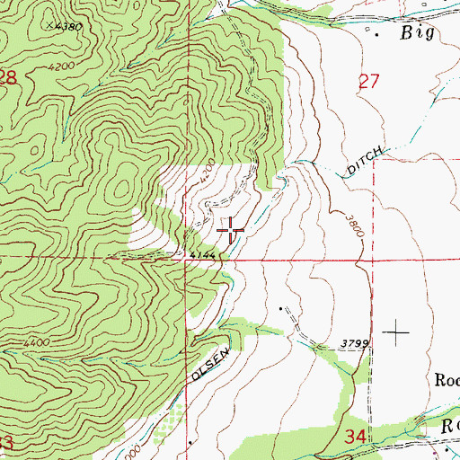 Topographic Map of Penstock Olsen Ditch, OR