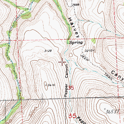 Topographic Map of Pepper Canyon, OR