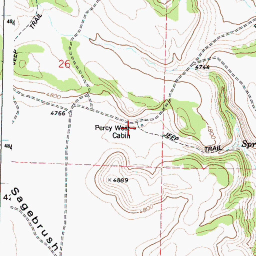 Topographic Map of Percy West Cabin, OR