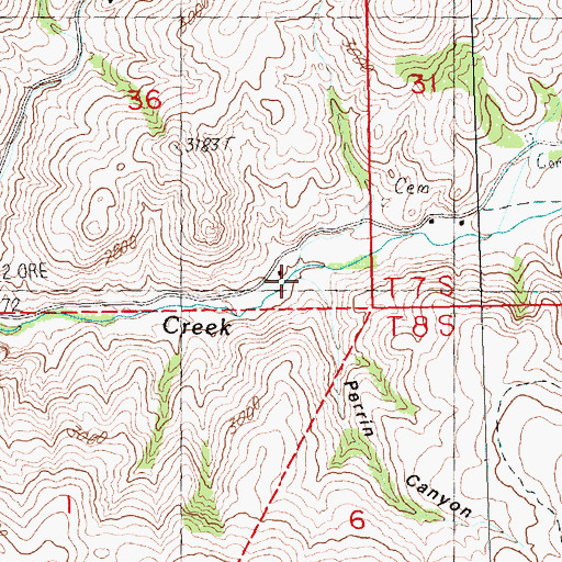 Topographic Map of Perin Canyon, OR