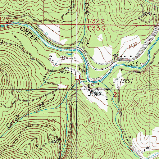 Topographic Map of Perkins Creek, OR