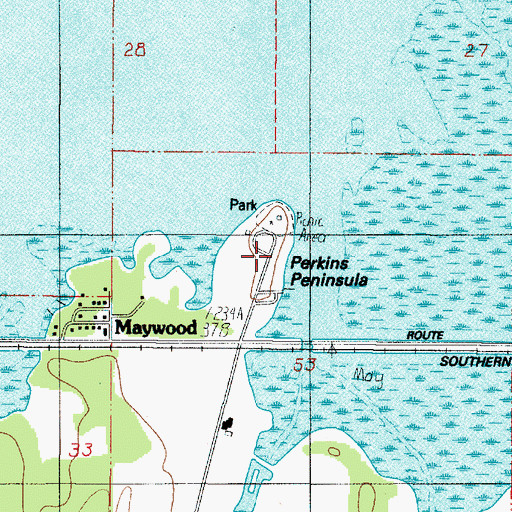 Topographic Map of Perkins Peninsula County Park, OR
