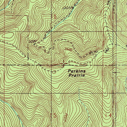 Topographic Map of Perkins Prairie, OR