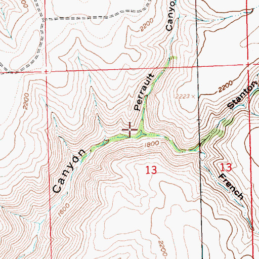 Topographic Map of Perrault Canyon, OR