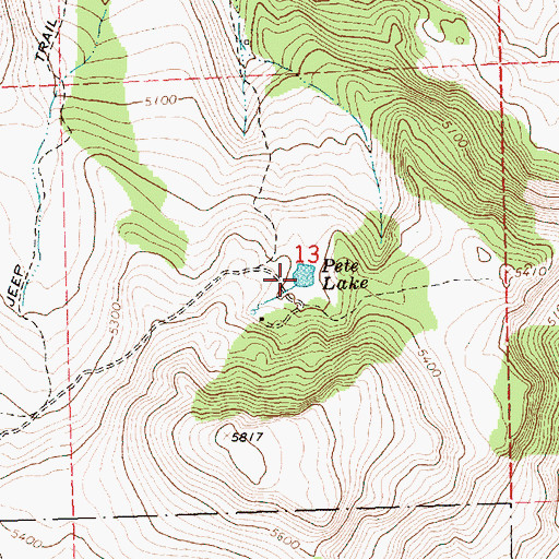 Topographic Map of Pete Lake, OR
