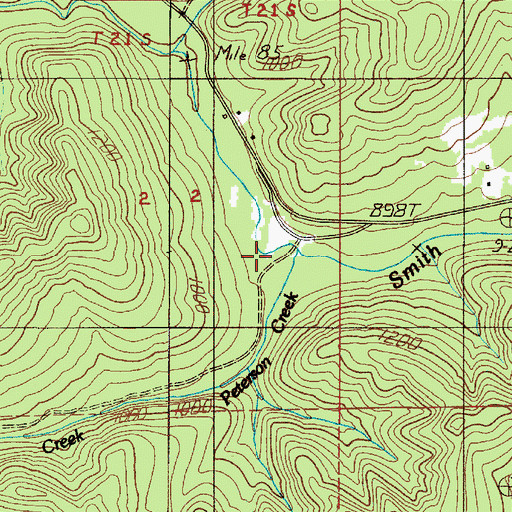Topographic Map of Peterson Creek, OR