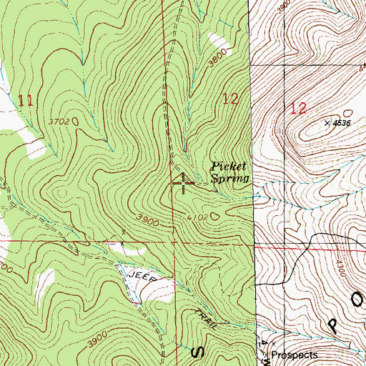 Topographic Map of Picket Spring, OR