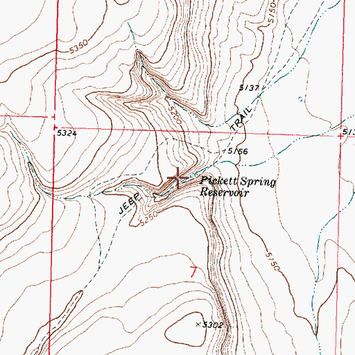 Topographic Map of Pickett Spring Reservoir, OR