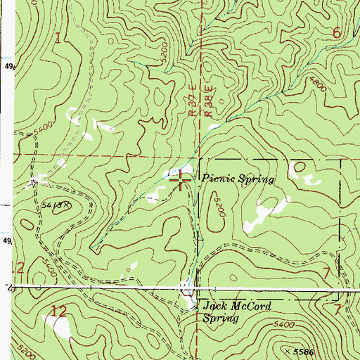 Topographic Map of Picnic Spring, OR