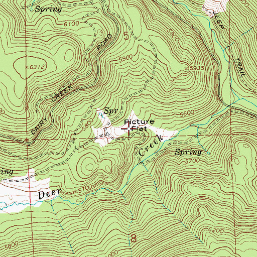 Topographic Map of Picture Flat, OR