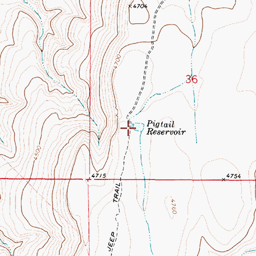 Topographic Map of Pigtail Reservoir, OR