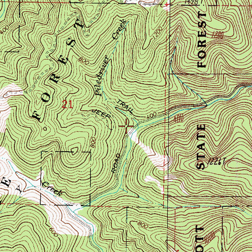 Topographic Map of Piledriver Creek, OR