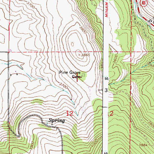 Topographic Map of Pine Grove Cemetery, OR
