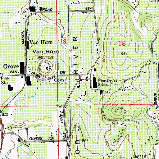 Topographic Map of Pine Grove Elementary School, OR