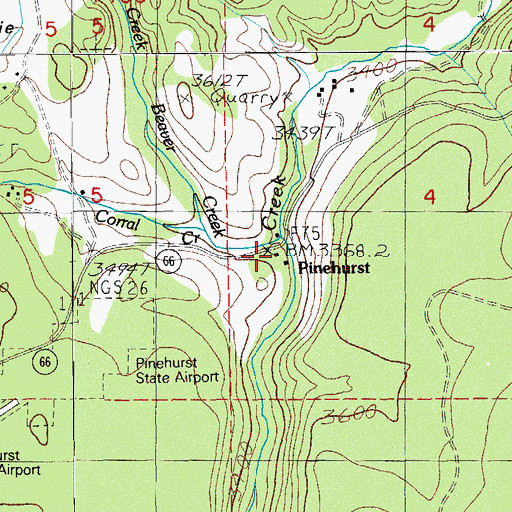 Topographic Map of Pinehurst, OR