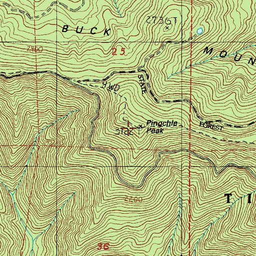 Topographic Map of Pinochle Peak, OR