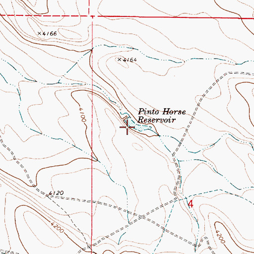 Topographic Map of Pinto Horse Reservoir, OR