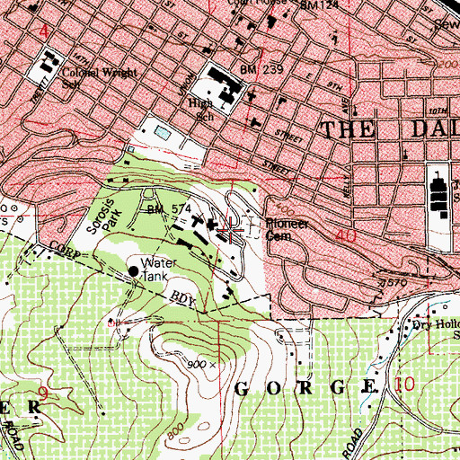 Topographic Map of Pioneer Cemetery, OR