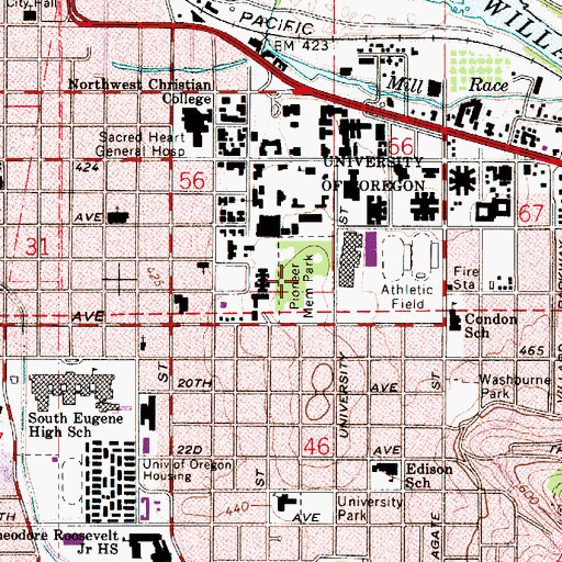 Topographic Map of Eugene Pioneer Cemetery, OR