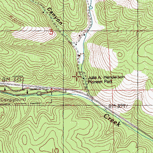 Topographic Map of Julia A Henderson Pioneer Park, OR
