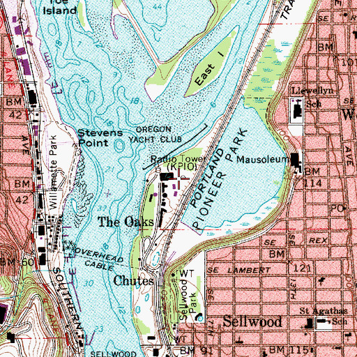 Topographic Map of Pioneer Park, OR