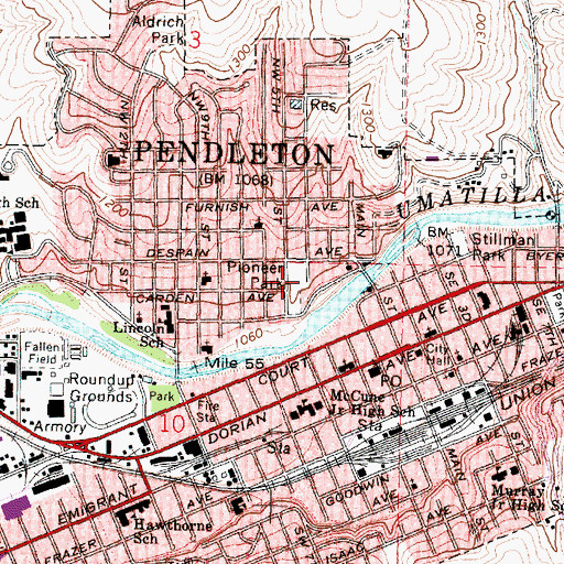 Topographic Map of Pioneer Park, OR
