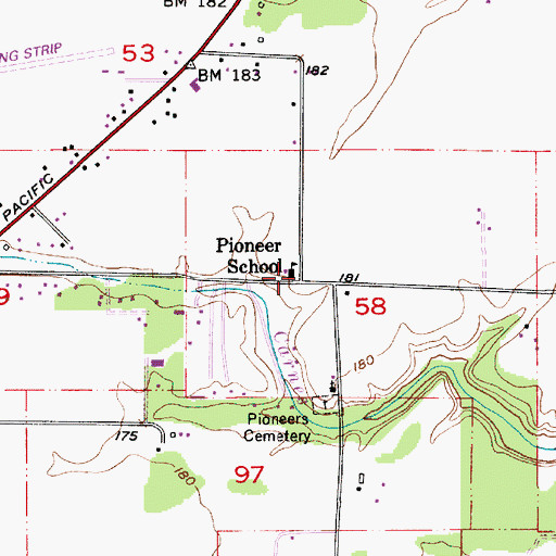 Topographic Map of Pioneer Alternative Center (historical), OR
