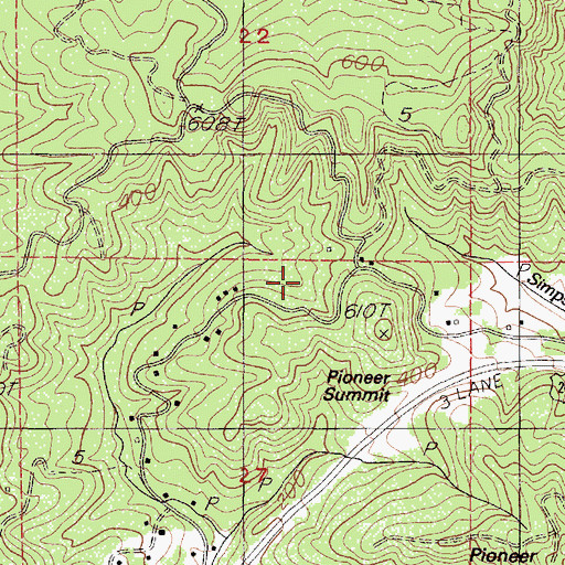 Topographic Map of Pioneer Summit, OR