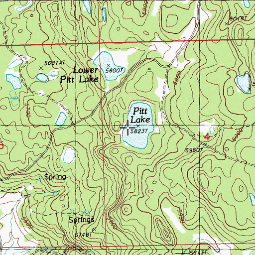 Topographic Map of Pitt Lake, OR
