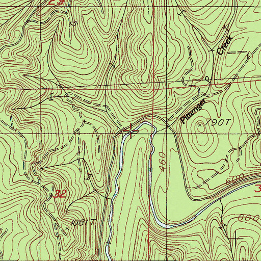 Topographic Map of Pittenger Creek, OR