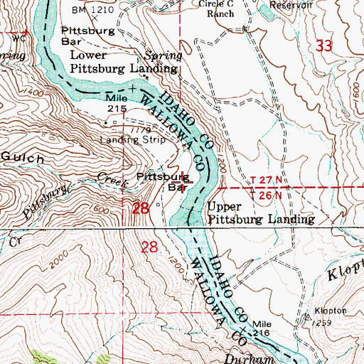 Topographic Map of Pittsburg Bar, OR