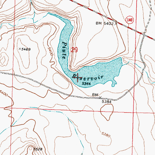 Topographic Map of Piute Reservoir, OR