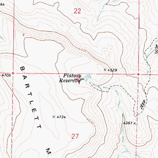 Topographic Map of Plateau Reservoir, OR