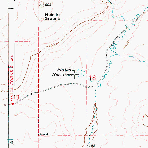 Topographic Map of Plateau Reservoir, OR
