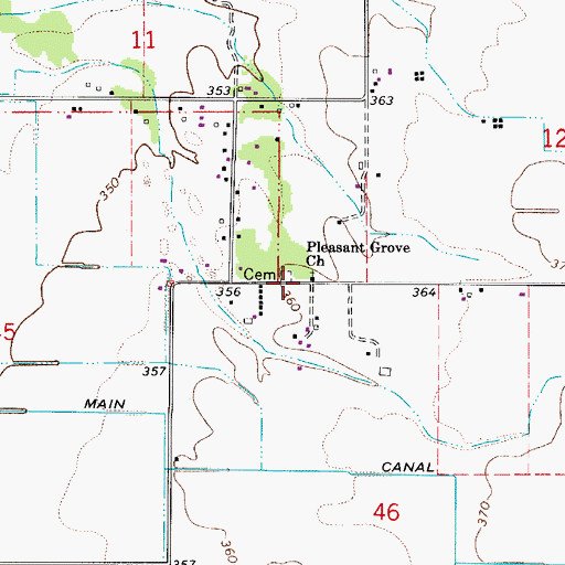 Topographic Map of Pleasant Grove Church, OR