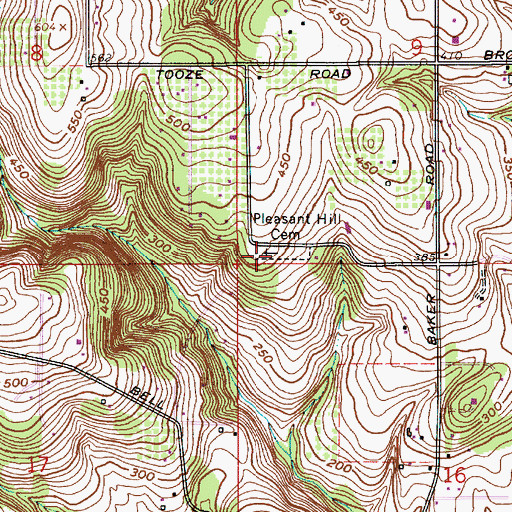 Topographic Map of Pleasant Hill Cemetery, OR